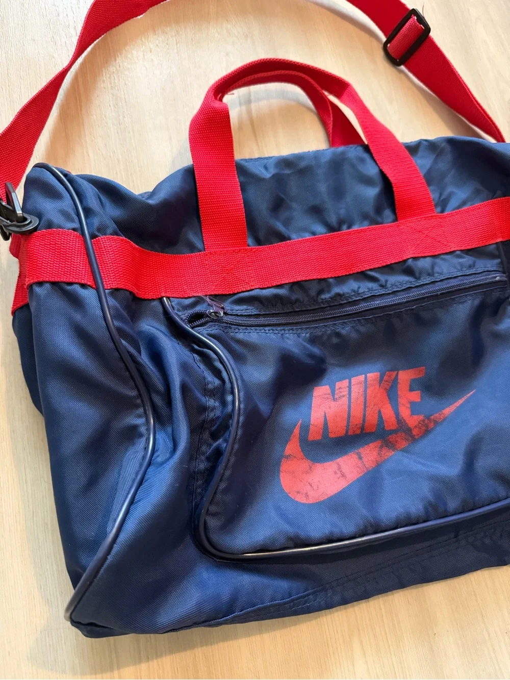 Vintage 1970s NIKE Blue Red Duffle Gym Bag